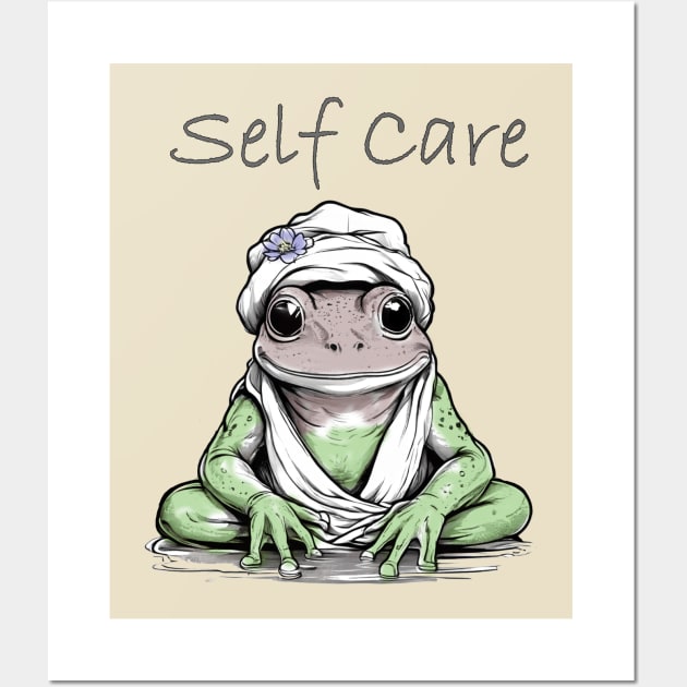 Self Care Frog Spa Day Wall Art by Edgi